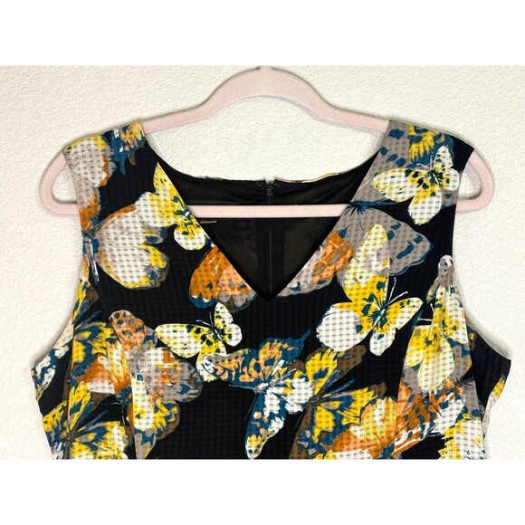 Nine West Dress‎ Size 12 Butterfly Sleeveless V Neck Drop Waist Short Pleated - Picture 6 of 11